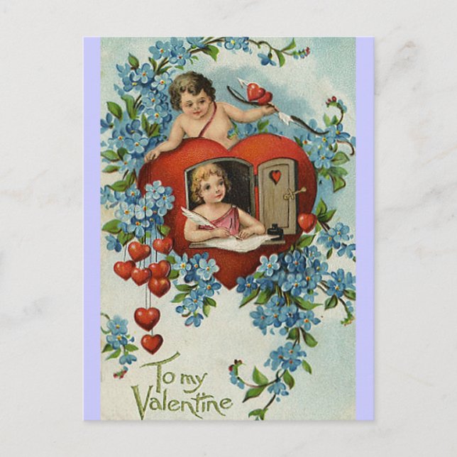 Vintage till min Valentine Helg Vykort (Framsida)