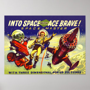 Vintage till rymden med Ace Modigare Science ficti Poster