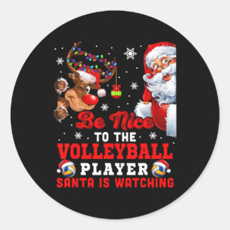 Vintage till Volleyball Player Santa är vad Runt Klistermärke