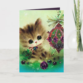 Vintage-tilläggskort för julkatt helgkort