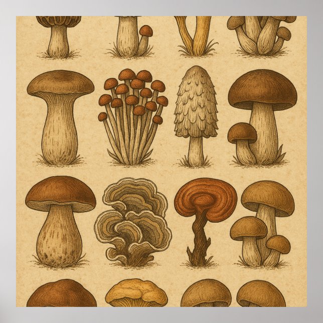 Vintage Tilldelade svampar Poster (Framsidan)