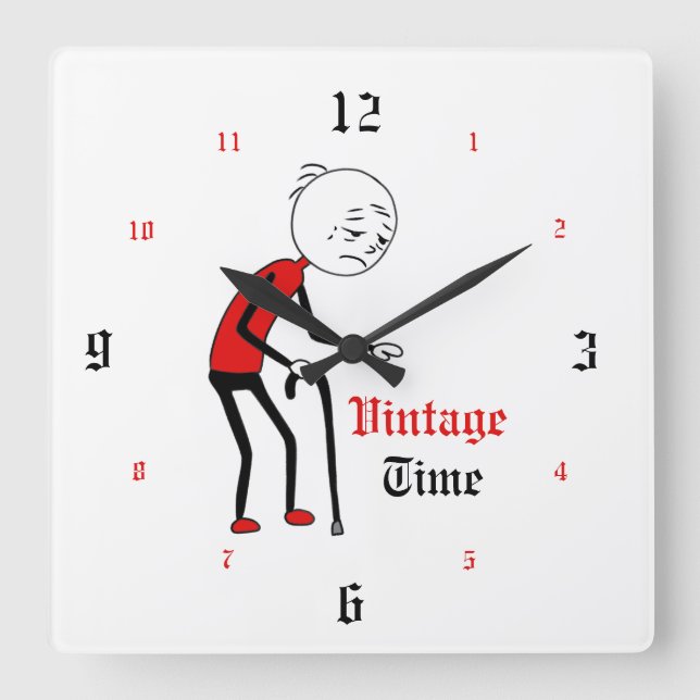 Vintage Time Fyrkantig Klocka (Framsida)