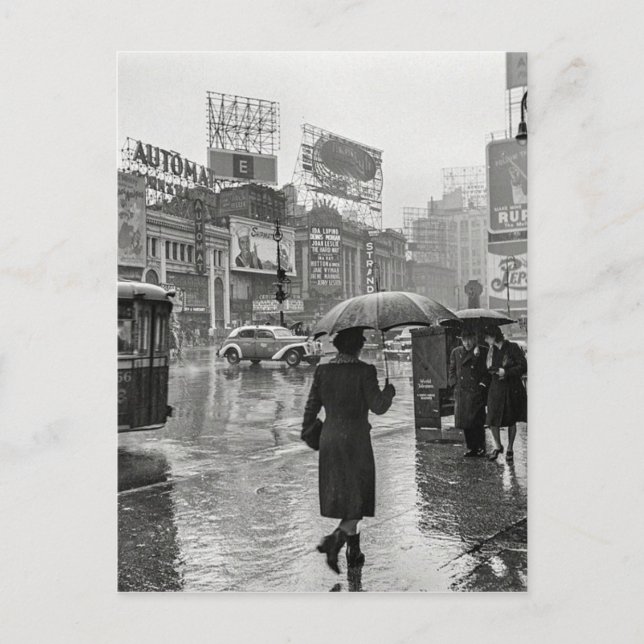 Vintage Times Square NYC Rainy Day Vykort (Framsida)