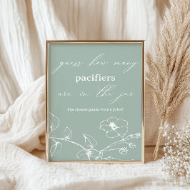 Vintage Timless Blommigt Baby Shower Gissa Poster