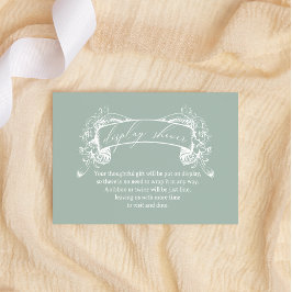 Vintage Timless Blommigt Grönt Baby Visning Shower Anteckningskort