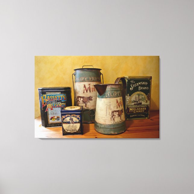 Vintage Tins and Jugs Canvastryck (Framsida)