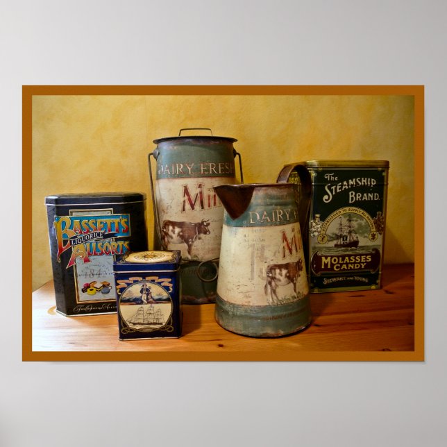 Vintage Tins and Jugs Poster (Framsidan)