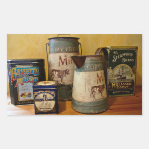 Vintage Tins and Jugs Rektangulärt Klistermärke