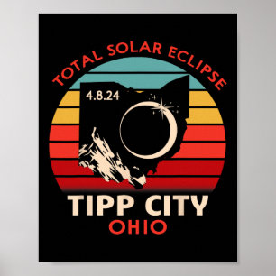 Vintage Tipp City Ohio Total Solar Eclipse 2024 Poster