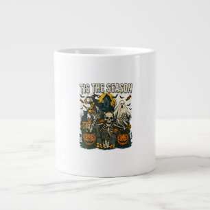 Vintage Tis Season Halloween Skeleton Retro Jumbo Mugg
