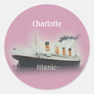 Vintage Titanic Ocean Liner Girl Rosa Namn Frakt Runt Klistermärke