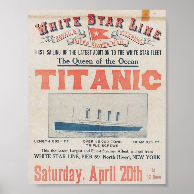 Vintage Titanic Travel Poster (Framsidan)