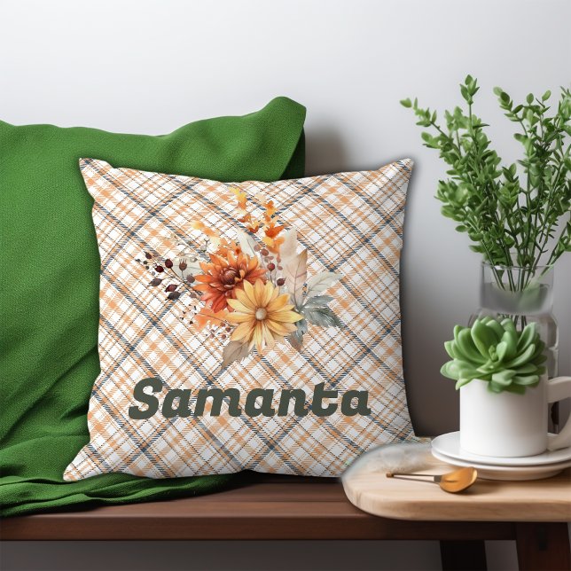 Vintage Tjärtfärgad vildblomma grönt namn Kudde (Skapare uppladdad)