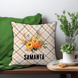 Vintage Tjärtfärgad vildblomma orange namn Kudde