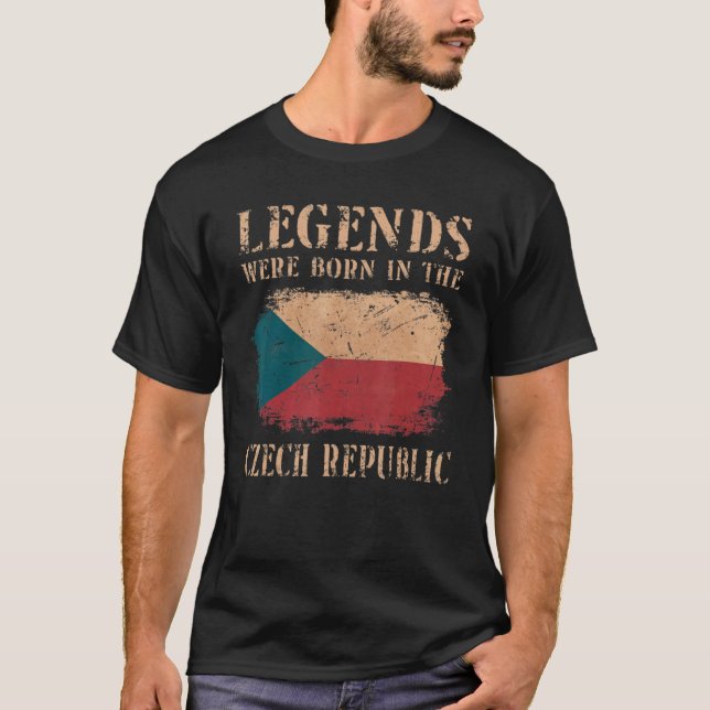 Vintage Tjeckien Flagga T Shirt (Framsida)