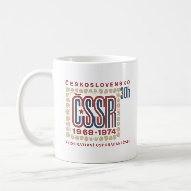 Vintage tjeckoslovakisk ČSSR frimärkskonst Kaffemugg (Vänster)