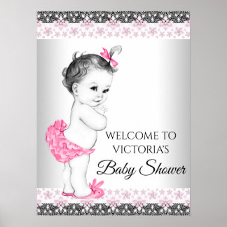 Vintage tjej baby shower skyltar