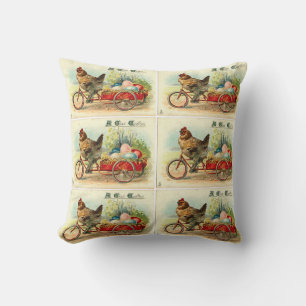 Vintage tjej på cykel kudde