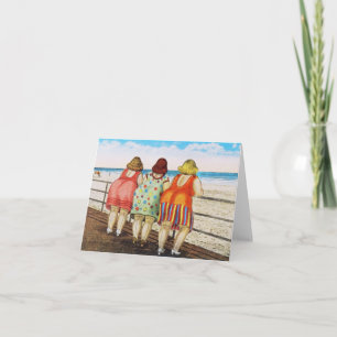 Vintage Tjock Bottomo Girls vid Beach Kort