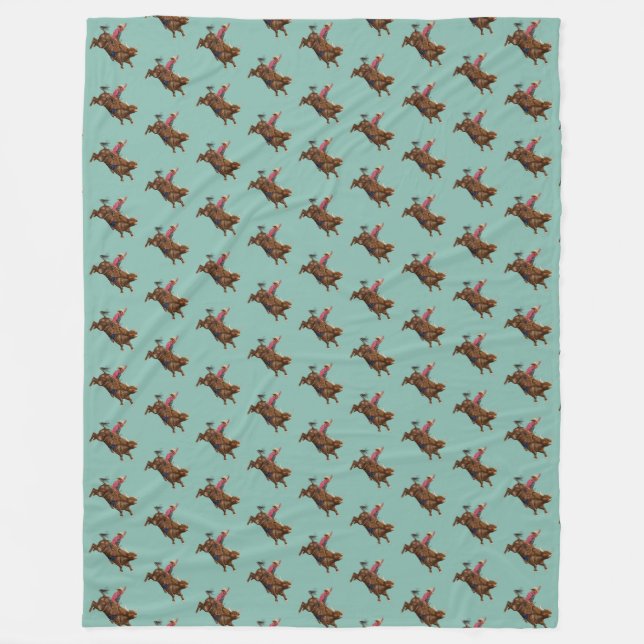 Vintage tjur som rider cowboyen fleecefilt (Framsidan)