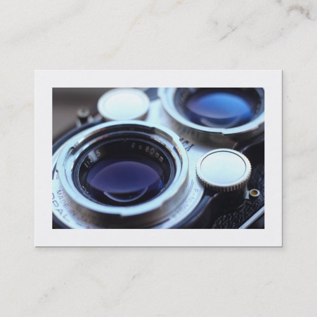 Vintage TLR-kamera (lånad) Visitkort (Framsida)