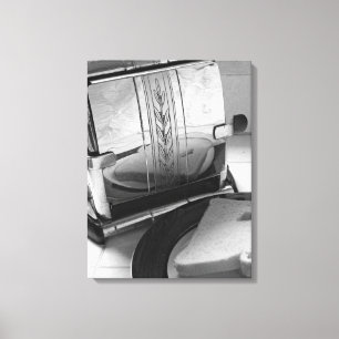 Vintage Toaster Black and White Wrapped Canvas