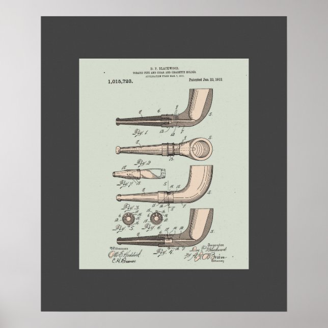 Vintage Tobacco Pipe Patent Poster (Framsidan)