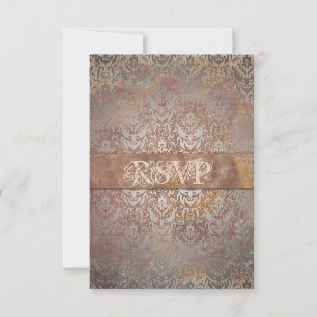 Vintage Tocan Damask Elegant OSA kort (Framsida)