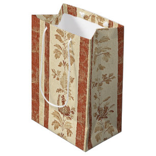 Vintage Toile de Jouy Blommig Rand med Höna