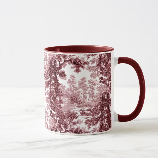 Vintage Toile-Rosa & White (liggande) Mugg (Höger)