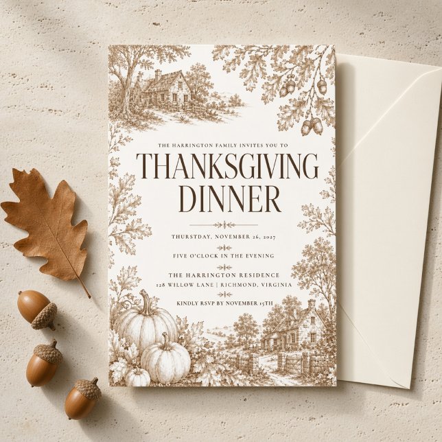 Vintage Toile Thanksgiving-middag Inbjudningar (Skapare uppladdad)
