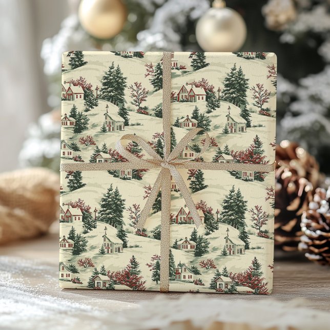 Vintage Toile Victorian Julgran Helgdag Presentpapper (Skapare uppladdad)