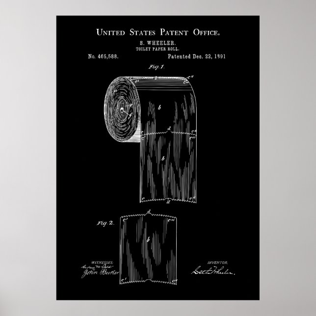 Vintage Toilet Papper 1891 Patent Poster (Framsidan)