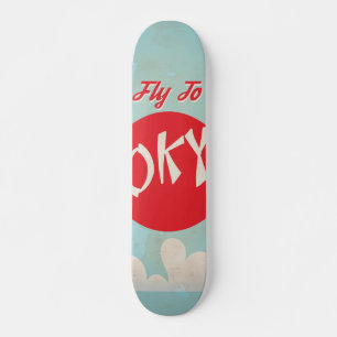 Vintage Tokyo, Japan Resor affischer Mini Skateboard Bräda 18,7 Cm