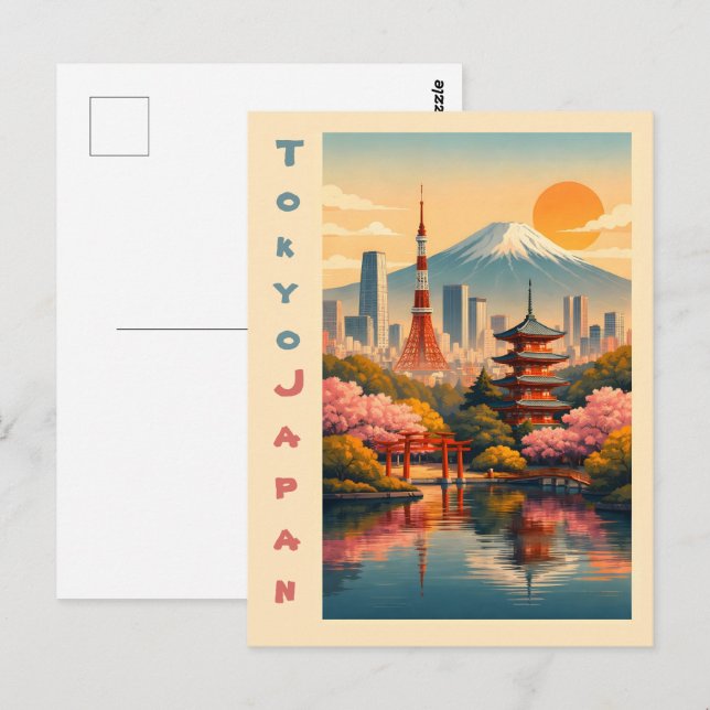 Vintage Tokyo Japan Vykort (Fram/baksida)