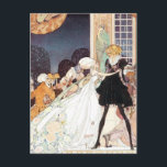 Vintage Tolv Dancing Princesses av Kay Nielsen Vykort<br><div class="desc">Vintage illustrerar sagans bild från berättelsen The Twelve Dancing Princesses by Kay Rasmus Nielsen from the story bok In Powder and Crinoline,  1913. En vacker kärlek- och romantik-prins och prinsessans fantasindansscen med kungahandel,  rik människor klädda i elegant och finare kläder som har party. Kvinnor dansar med kvinnor.</div>