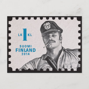 Vintage Tom vid Finlands porto frimärke Vykort