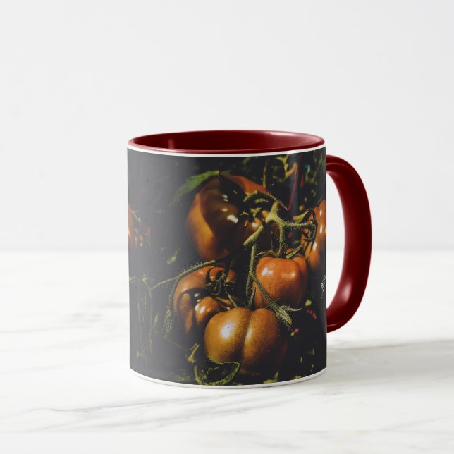 Vintage Tomat Rustik Bondgård Mörk Botanisk Mugg (Framsida höger)