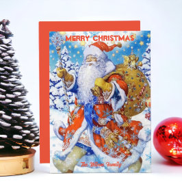 Vintage Tomte Anpassad God Jul Holiday Julkort