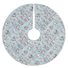 Vintage Tomte & Candy Cane Högtid Julgransmatta Borstad Polyester