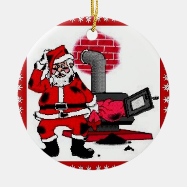 Vintage Tomte & en prydnad för vedspisens brännarl Julgransprydnad Keramik (Framsidan)