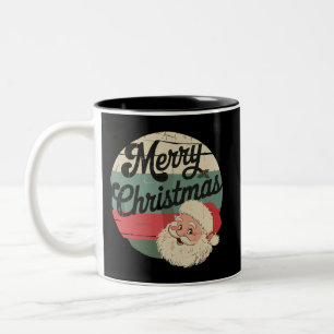 Vintage Tomte God Jul Ansikte Gammal Två-Tonad Mugg