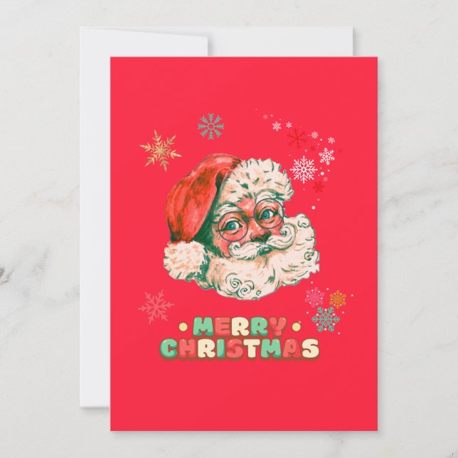 Vintage Tomte God Jul Julkort (Framsida)