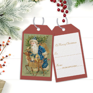 Vintage Tomte God Jul Presentetikett