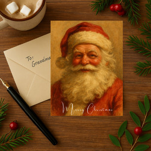 Vintage Tomte God Jul Vykort