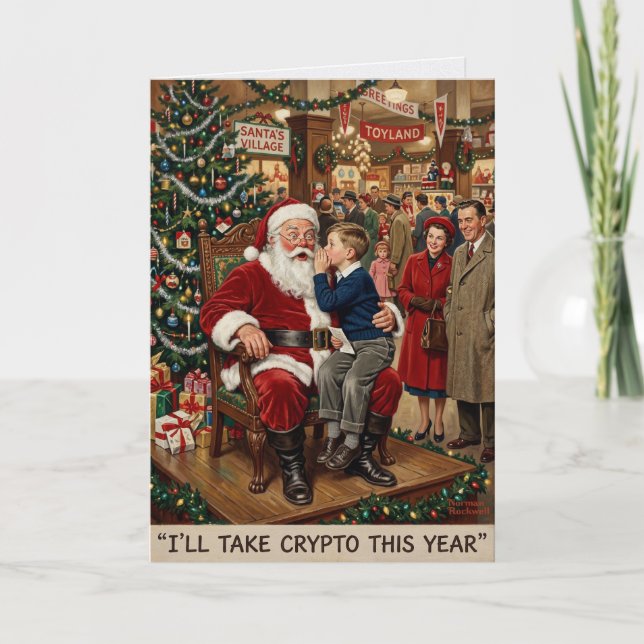 Vintage Tomte Jag Tar Crypto Jul Kort (Framsida)