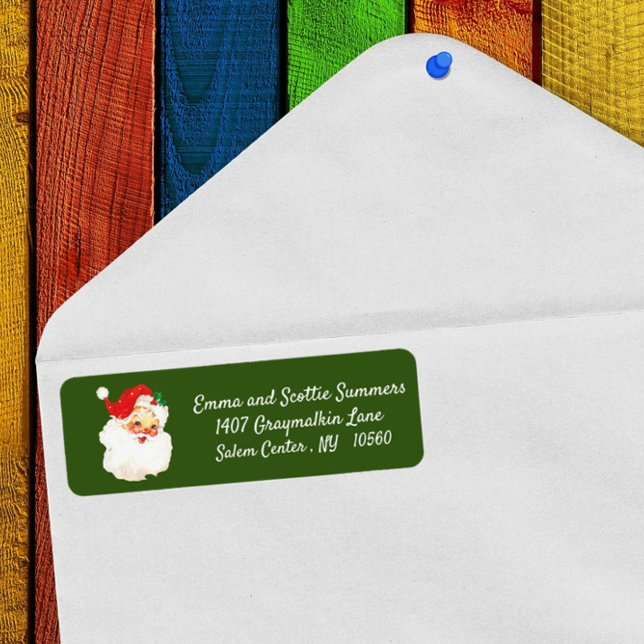 Vintage Tomte jul returadress Etikett (Skapare uppladdad)