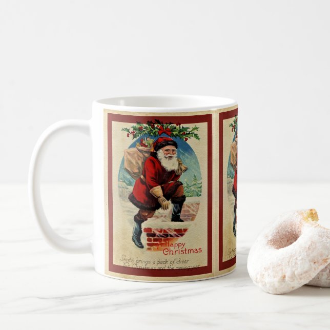 Vintage Tomte Jul Semester Keramik Kaffemugg (Med munk)