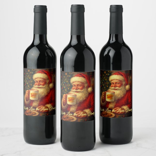 Vintage Tomte Jul Vinkransetikett Vinflaska Etikett (Flaskor)