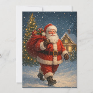 Vintage Tomte Jul Vinterundret Julkort